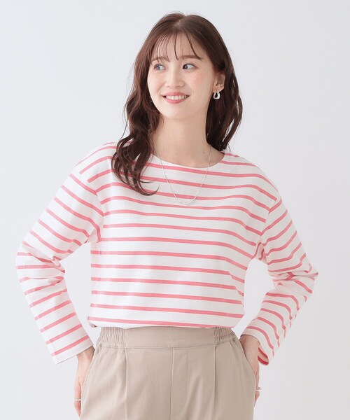 DRESKIP（ドレスキップ）の「【洗える/S-LL】シンプルだから着回ししやすい コットンアソートロンT（Tシャツ/カットソー・レディース・ベージュ系2/ピンク系7/ブラック/ライトベージュ/オフホワイト/ホワイト系5・01/02/03/04）」の7枚目の写真