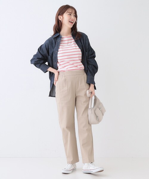 DRESKIP（ドレスキップ）の「【洗える/S-LL】シンプルだから着回ししやすい コットンアソートロンT（Tシャツ/カットソー・レディース・ベージュ系2/ピンク系7/ブラック/ライトベージュ/オフホワイト/ホワイト系5・01/02/03/04）」の9枚目の写真