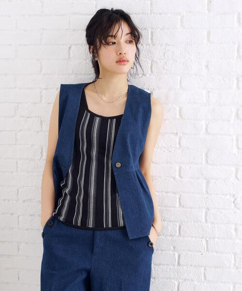 THE SHOP TK （ザ ショップ ティーケー ）の「◆ランダムガータータンク【前後2WAY/洗濯機OK】（タンクトップ・レディース・ホワイト系7/ブラック系2/ブラック系4/アイボリー系2・12/13）」の7枚目の写真