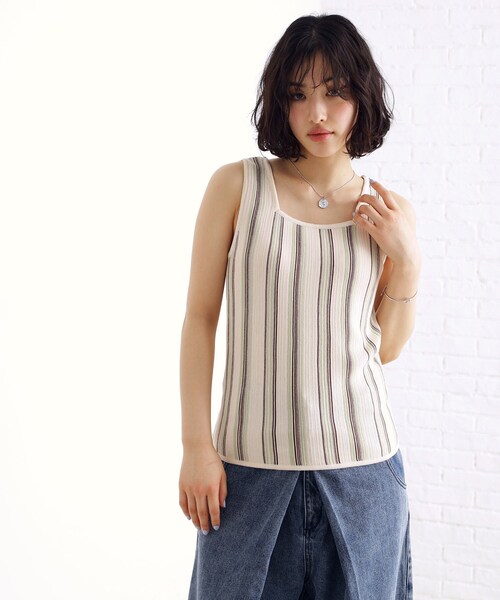 THE SHOP TK （ザ ショップ ティーケー ）の「◆ランダムガータータンク【前後2WAY/洗濯機OK】（タンクトップ・レディース・ホワイト系7/ブラック系2/ブラック系4/アイボリー系2・12/13）」の20枚目の写真
