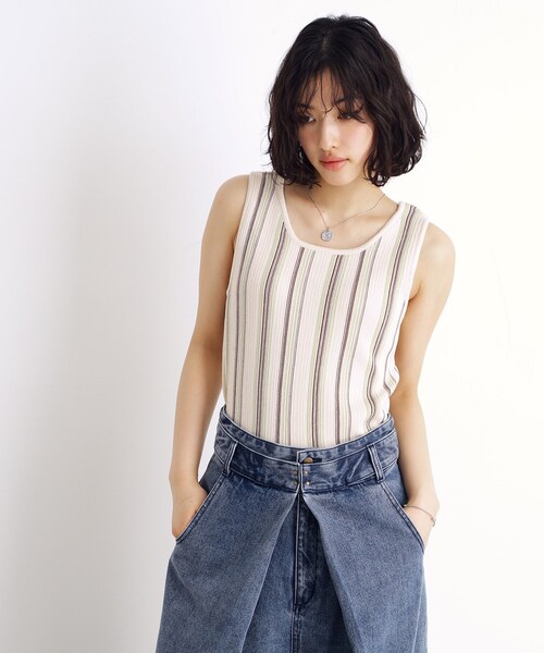 THE SHOP TK （ザ ショップ ティーケー ）の「◆ランダムガータータンク【前後2WAY/洗濯機OK】（タンクトップ・レディース・ホワイト系7/ブラック系2/ブラック系4/アイボリー系2・12/13）」の22枚目の写真