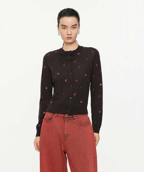 ニット セーター Butterfly Sequin Embroidery Cardigan / バタフライニットカーディガン レディース セール】Butterfly Sequin Embroidery Cardigan / バタフライ