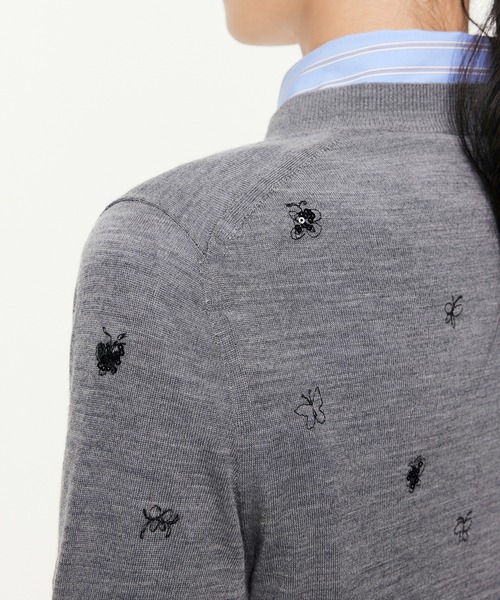 ニット セーター Butterfly Sequin Embroidery Cardigan / バタフライニットカーディガン レディース セール】Butterfly Sequin Embroidery Cardigan / バタフライ
