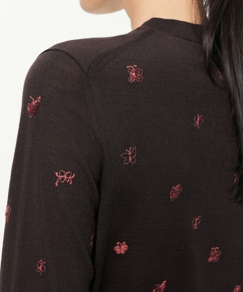 ニット セーター Butterfly Sequin Embroidery Cardigan / バタフライニットカーディガン レディース セール】Butterfly Sequin Embroidery Cardigan / バタフライ