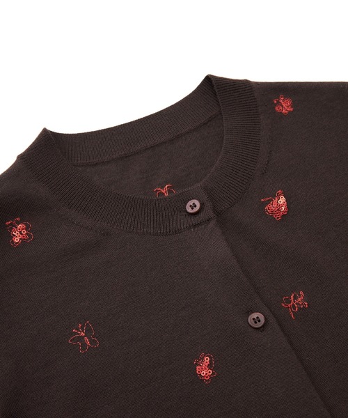 ニット セーター Butterfly Sequin Embroidery Cardigan / バタフライニットカーディガン レディース セール】Butterfly Sequin Embroidery Cardigan / バタフライ