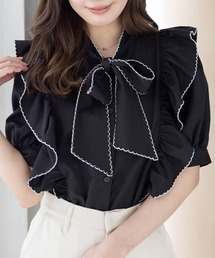 clear | ピコレース五分袖ボウタイブラウス[オフィスカジュアル リボン]≪SS新作≫(シャツ/ブラウス)