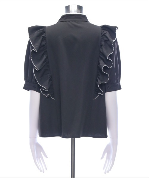 clear（クリア）の「ピコレース五分袖ボウタイブラウス[オフィスカジュアル リボン]≪SS新作≫（シャツ/ブラウス・レディース・オフホワイト/ブラック・F）」の9枚目の写真