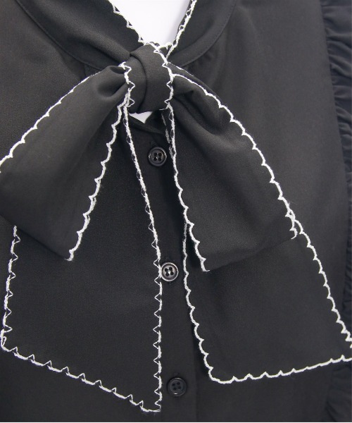 clear（クリア）の「ピコレース五分袖ボウタイブラウス[オフィスカジュアル リボン]≪SS新作≫（シャツ/ブラウス・レディース・オフホワイト/ブラック・F）」の13枚目の写真