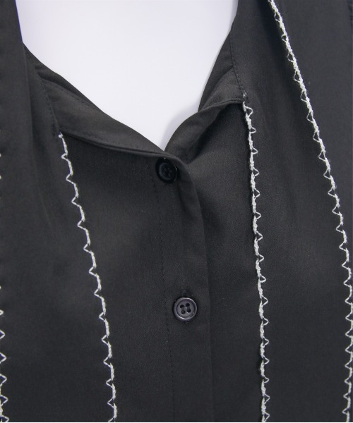 clear（クリア）の「ピコレース五分袖ボウタイブラウス[オフィスカジュアル リボン]≪SS新作≫（シャツ/ブラウス・レディース・オフホワイト/ブラック・F）」の15枚目の写真