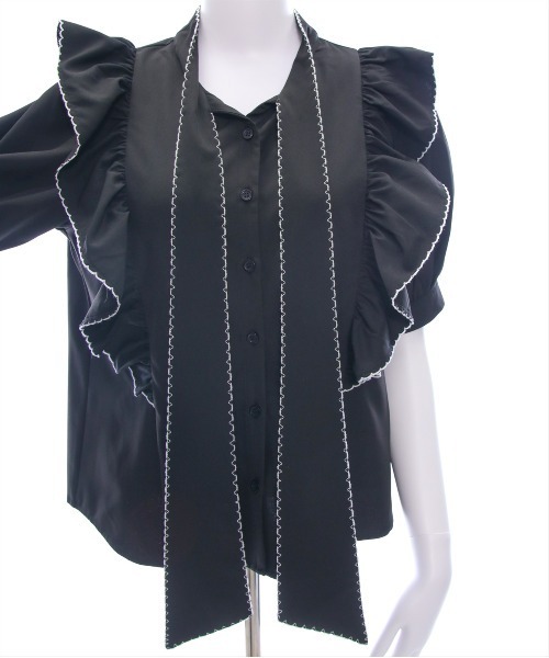 clear（クリア）の「ピコレース五分袖ボウタイブラウス[オフィスカジュアル リボン]≪SS新作≫（シャツ/ブラウス・レディース・オフホワイト/ブラック・F）」の16枚目の写真