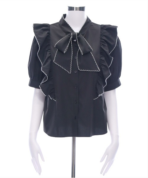 clear（クリア）の「ピコレース五分袖ボウタイブラウス[オフィスカジュアル リボン]≪SS新作≫（シャツ/ブラウス・レディース・オフホワイト/ブラック・F）」の17枚目の写真