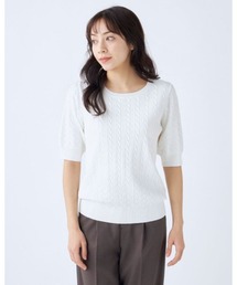 SUIT SELECT（スーツセレクト）の「【おうちで洗える】クルーネックニット/5分袖（ニット/セーター）」