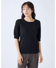 SUIT SELECT（スーツセレクト）の「【おうちで洗える】クルーネックニット/5分袖（ニット/セーター）」