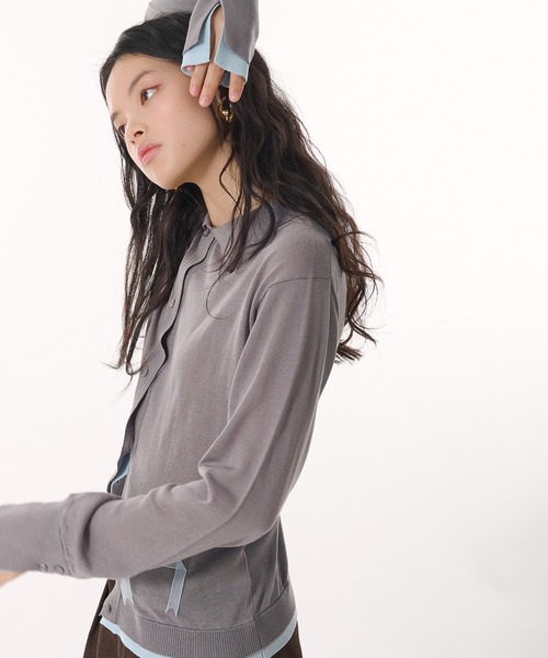 MUHET（ミュエータ）の「layered like sheer knit shirt