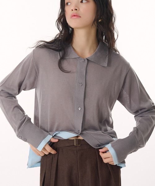 MUHET（ミュエータ）の「layered like sheer knit shirt