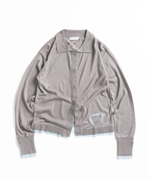 カーディガン layered like sheer knit shirt cardigan / レイヤード風シアーニットシャツカーディガン レディース layered like sheer knit shirt cardigan / レイヤード風シアー