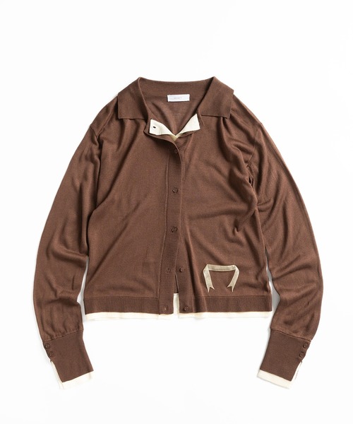 カーディガン layered like sheer knit shirt cardigan / レイヤード風シアーニットシャツカーディガン レディース layered like sheer knit shirt cardigan / レイヤード風シアー