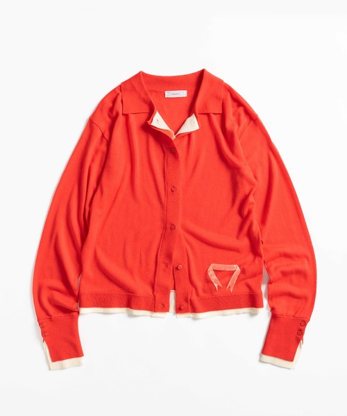 カーディガン layered like sheer knit shirt cardigan / レイヤード風シアーニットシャツカーディガン レディース layered like sheer knit shirt cardigan / レイヤード風シアー