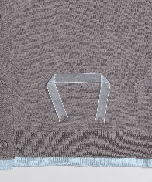 MUHET（ミュエータ）の「layered like sheer knit shirt cardigan / レイヤード風シアーニットシャツカーディガン（カーディガン/ボレロ・レディース・グレー/ブラウン/レッド/ネイビー・FREE）」の17枚目の写真