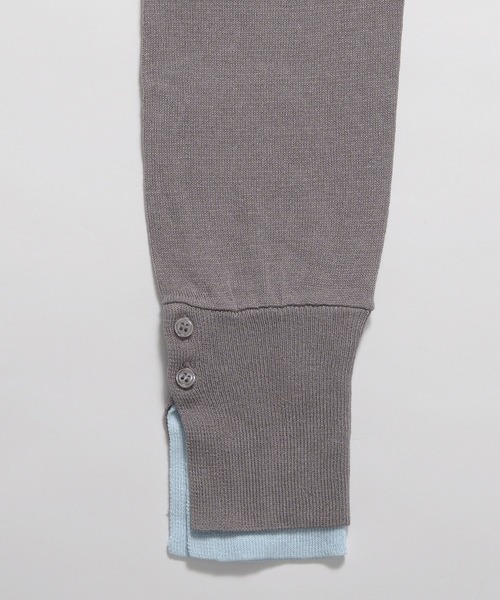 MUHET（ミュエータ）の「layered like sheer knit shirt cardigan / レイヤード風シアーニットシャツカーディガン（カーディガン/ボレロ・レディース・グレー/ブラウン/レッド/ネイビー・FREE）」の18枚目の写真