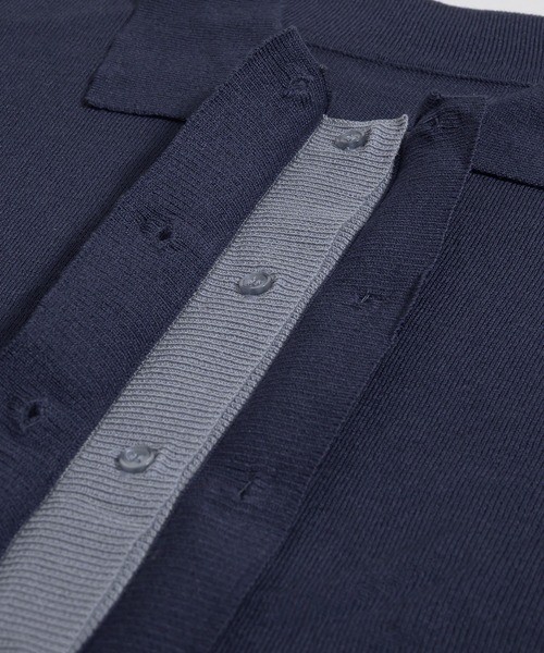 MUHET（ミュエータ）の「layered like sheer knit shirt cardigan / レイヤード風シアーニットシャツカーディガン（カーディガン/ボレロ・レディース・グレー/ブラウン/レッド/ネイビー・FREE）」の12枚目の写真