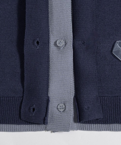 MUHET（ミュエータ）の「layered like sheer knit shirt cardigan / レイヤード風シアーニットシャツカーディガン（カーディガン/ボレロ・レディース・グレー/ブラウン/レッド/ネイビー・FREE）」の13枚目の写真