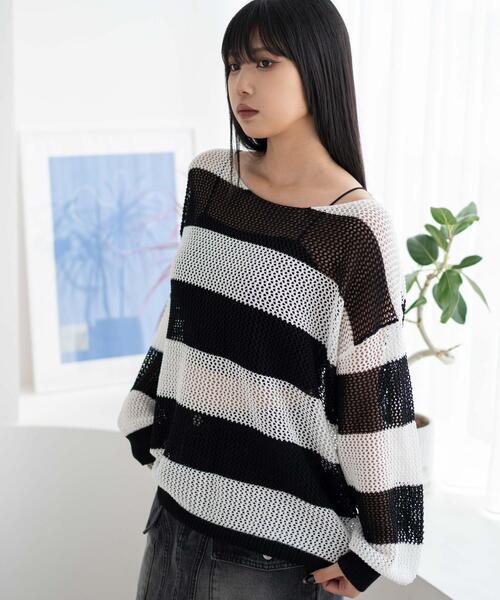 WEGO（ウィゴー）の「WEGO/オフショルメッシュニット（ニット/セーター・レディース・ブラック系その他5/グレー系その他5・FREE）」の18枚目の写真