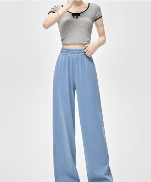 gossip!ロサンゼルス(ゴシップロサンゼルス)の「ハイウエストストレートパンツ カジュアル&シンプル(スラックス・レディース・グレー/ブルー/ベージュ・FREE)」の9枚目の写真