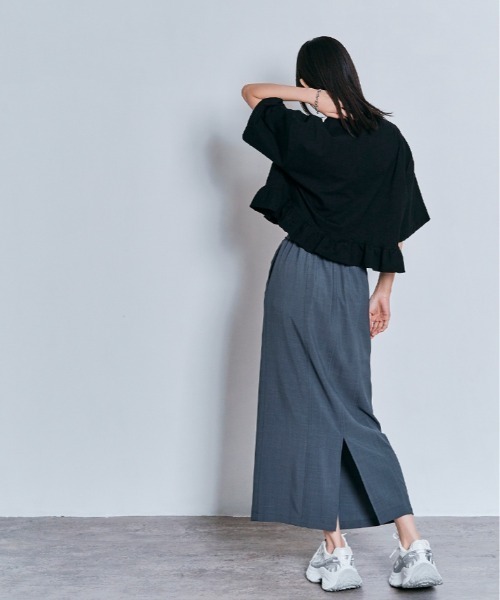 W:Huku（フーク）の「ハーフスリーブ フリルTシャツ（Tシャツ/カットソー・レディース・オフホワイト/ライトブラウン/ブラック/チャコール・FREE）」の18枚目の写真