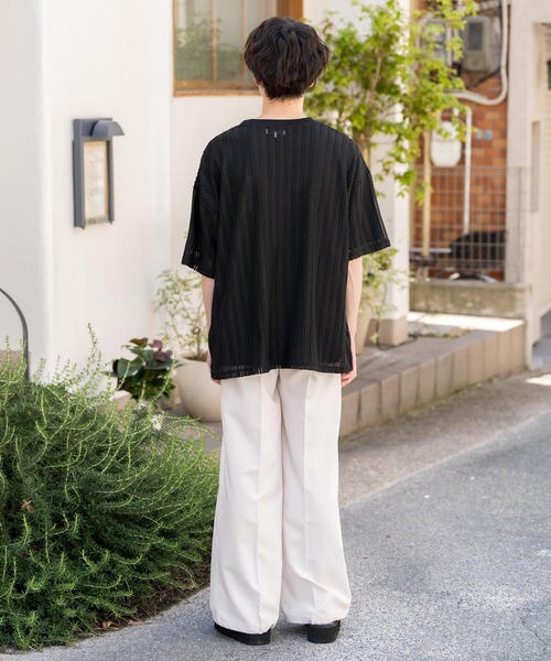 Rocky Monroe(ロッキーモンロー)の「オーバーサイズ 透かし編みアンサンブル半袖Tシャツ(アンサンブル・メンズ・ベージュ/ブラウン/グレー/ホワイト/ブラック・M/XL/L)」の20枚目の写真