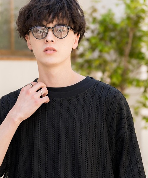 Rocky Monroe(ロッキーモンロー)の「オーバーサイズ 透かし編みアンサンブル半袖Tシャツ(アンサンブル・メンズ・ベージュ/ブラウン/グレー/ホワイト/ブラック・M/XL/L)」の10枚目の写真