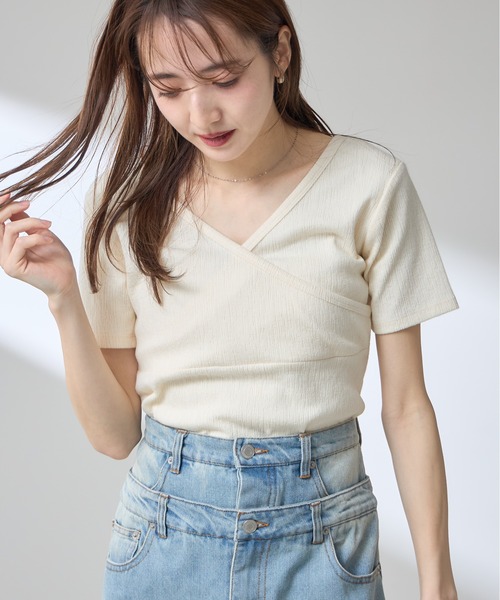 &. NOSTALGIA(アンドドットノスタルジア)の「【ZOZO限定】2WAYカシュクール半袖プルオーバー(Tシャツ/カットソー・レディース・アイボリー/ブラック・M)」の5枚目の写真