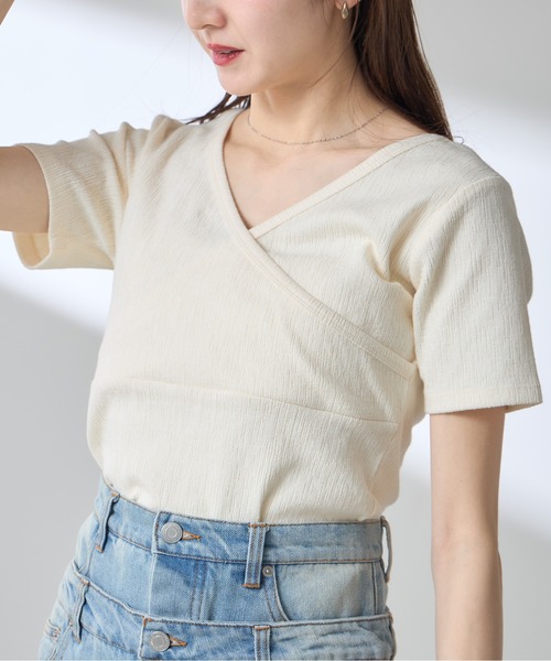 &. NOSTALGIA(アンドドットノスタルジア)の「【ZOZO限定】2WAYカシュクール半袖プルオーバー(Tシャツ/カットソー・レディース・アイボリー/ブラック・M)」の8枚目の写真