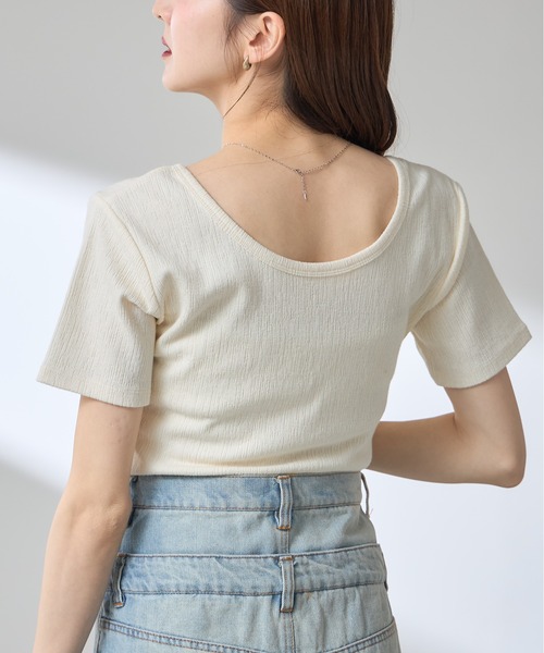 &. NOSTALGIA(アンドドットノスタルジア)の「【ZOZO限定】2WAYカシュクール半袖プルオーバー(Tシャツ/カットソー・レディース・アイボリー/ブラック・M)」の9枚目の写真