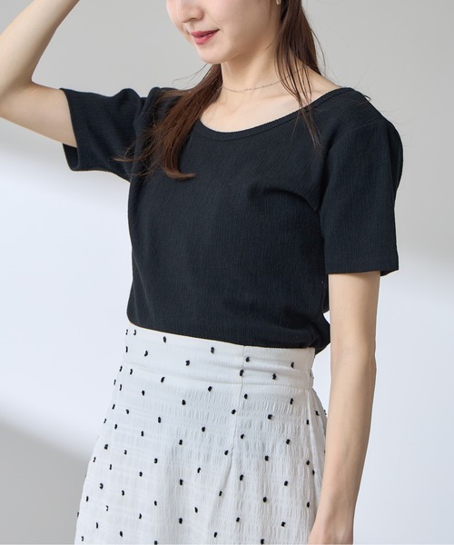 &. NOSTALGIA(アンドドットノスタルジア)の「【ZOZO限定】2WAYカシュクール半袖プルオーバー(Tシャツ/カットソー・レディース・アイボリー/ブラック・M)」の13枚目の写真