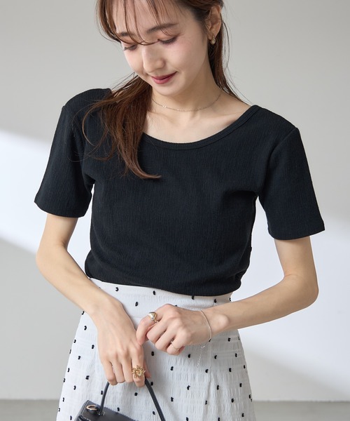 &. NOSTALGIA(アンドドットノスタルジア)の「【ZOZO限定】2WAYカシュクール半袖プルオーバー(Tシャツ/カットソー・レディース・アイボリー/ブラック・M)」の15枚目の写真