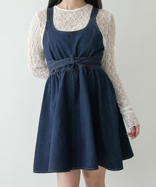ワンピース petit frill dress AMBIDEX Store ○SHELL FRILL peplum onepiece(F クロ): l