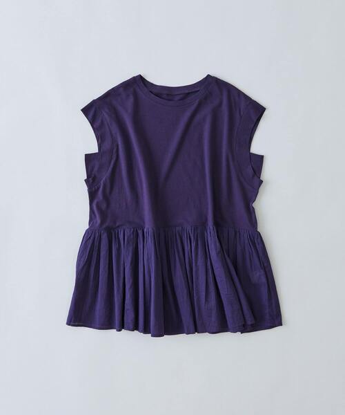 conges payes ADIEU TRISTESSE（コンジェ ペイエ アデュートリステス）の「【FAVE】ジャージコンビブラウス（シャツ/ブラウス・レディース・ブラック/ライトグレー/パープル・FREE）」の3枚目の写真