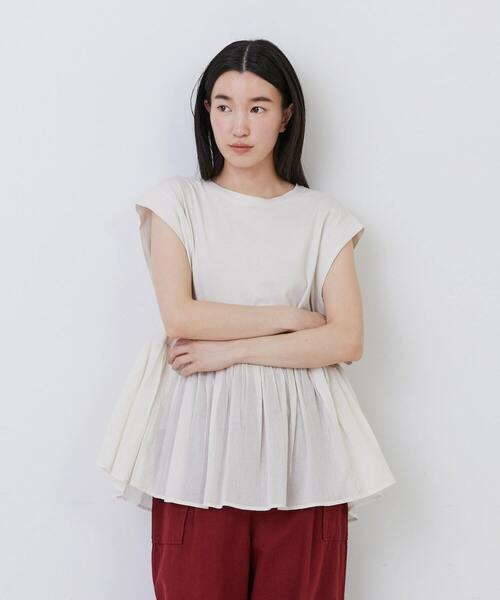 conges payes ADIEU TRISTESSE（コンジェ ペイエ アデュートリステス）の「【FAVE】ジャージコンビブラウス（シャツ/ブラウス・レディース・ブラック/ライトグレー/パープル・FREE）」の9枚目の写真