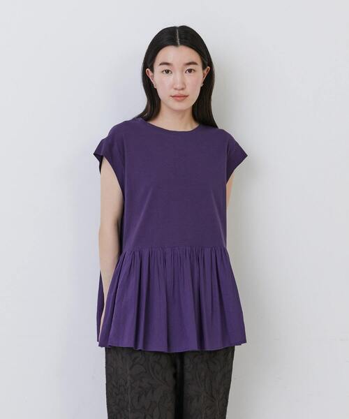 conges payes ADIEU TRISTESSE（コンジェ ペイエ アデュートリステス）の「【FAVE】ジャージコンビブラウス（シャツ/ブラウス・レディース・ブラック/ライトグレー/パープル・FREE）」の16枚目の写真