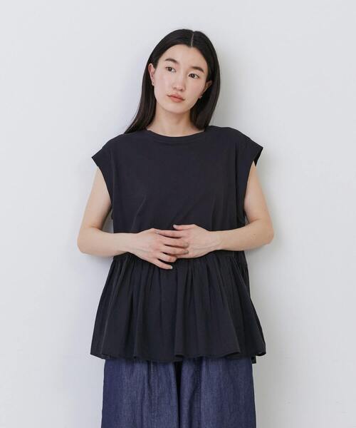 conges payes ADIEU TRISTESSE（コンジェ ペイエ アデュートリステス）の「【FAVE】ジャージコンビブラウス（シャツ/ブラウス・レディース・ブラック/ライトグレー/パープル・FREE）」の22枚目の写真