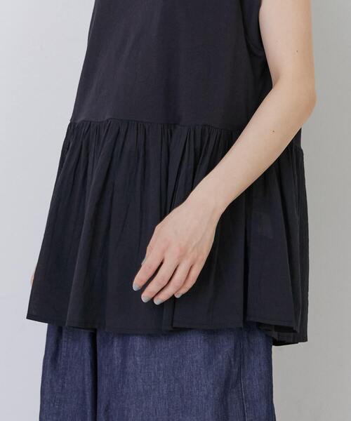 conges payes ADIEU TRISTESSE（コンジェ ペイエ アデュートリステス）の「【FAVE】ジャージコンビブラウス（シャツ/ブラウス・レディース・ブラック/ライトグレー/パープル・FREE）」の5枚目の写真