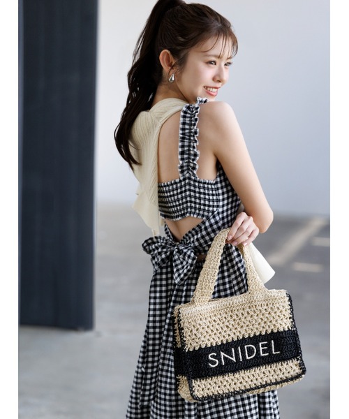新品タグ付SNIDEL 編みロゴトートバッグ ベージュ/ブラック 柄編みロゴトートバッグ（トートバッグ）｜SNIDEL（スナイデル