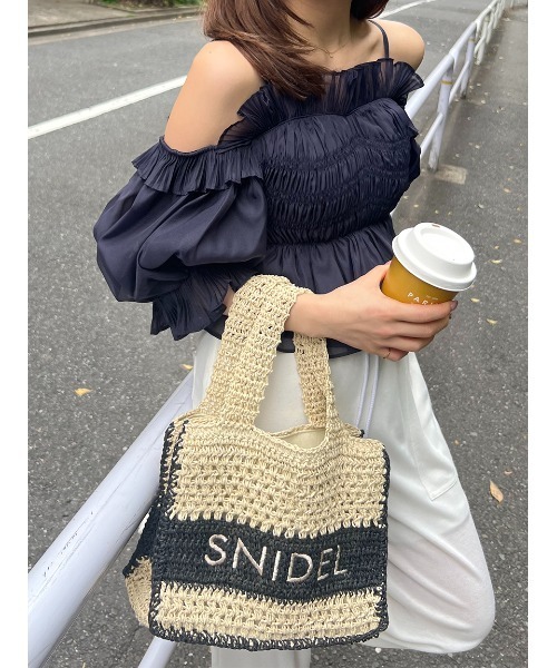 未開封♥️新作新品⭐️SNIDEL スナイデル 柄編みロゴトートバッグ✨IVR 柄編みロゴトートバッグ(トートバッグ)｜バッグ｜SNIDEL
