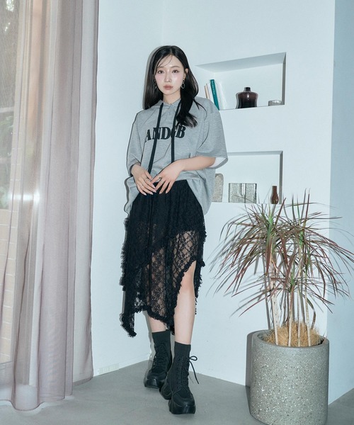 ANDGEEBEE（アンジービー）の「UNISEX ポンチプルパーカー（パーカー・レディース・グレー/ブラック・FREE）」の8枚目の写真