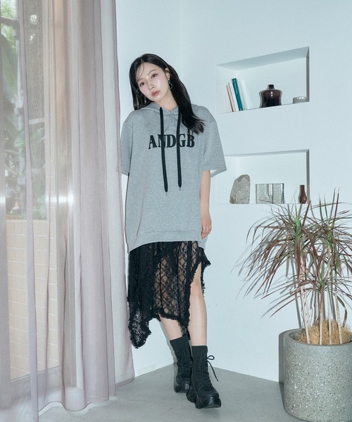 ANDGEEBEE（アンジービー）の「UNISEX ポンチプルパーカー（パーカー・レディース・グレー/ブラック・FREE）」の9枚目の写真