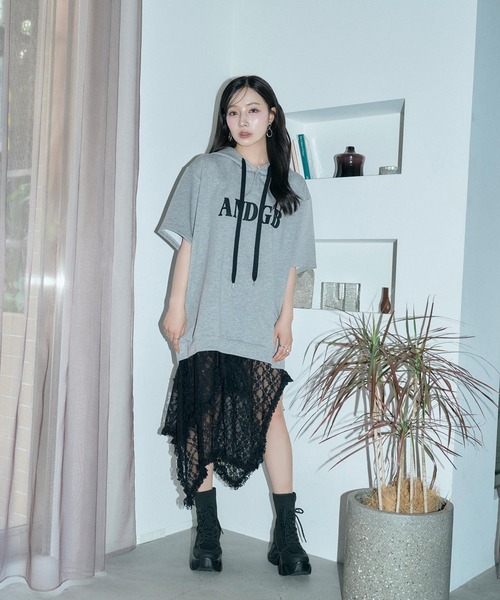 ANDGEEBEE（アンジービー）の「UNISEX ポンチプルパーカー（パーカー・レディース・グレー/ブラック・FREE）」の10枚目の写真