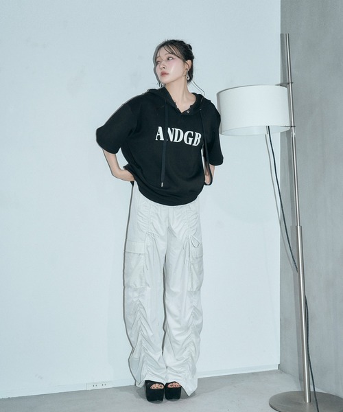 ANDGEEBEE（アンジービー）の「UNISEX ポンチプルパーカー（パーカー・レディース・グレー/ブラック・FREE）」の18枚目の写真