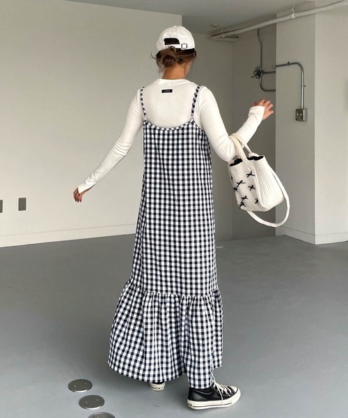 ブロックチェックキャミロングワンピース（ワンピース）｜CHERI