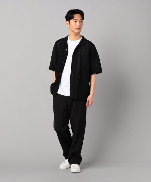 COMME CA MEN（コムサメン）の「鹿の子透かし編みオープンカラー ニットシャツ（ニット/セーター・メンズ・ネイビー/ブラック/ベージュ・M/L）」の4枚目の写真